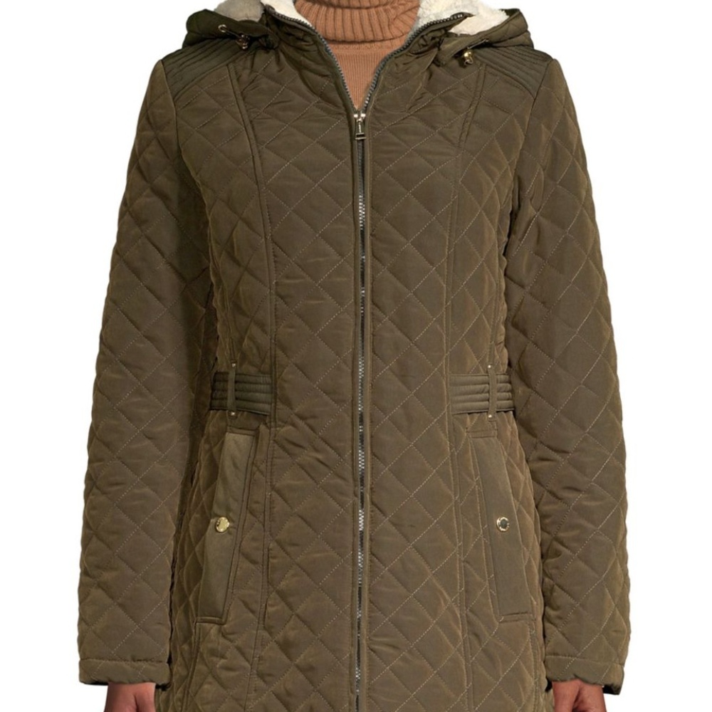 Laundry by Shelli Segal Faux Fur-Trim Quilted Hood